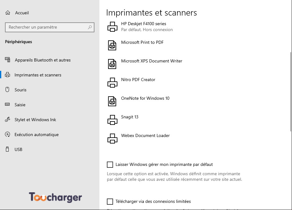 Imprimantes par défaut